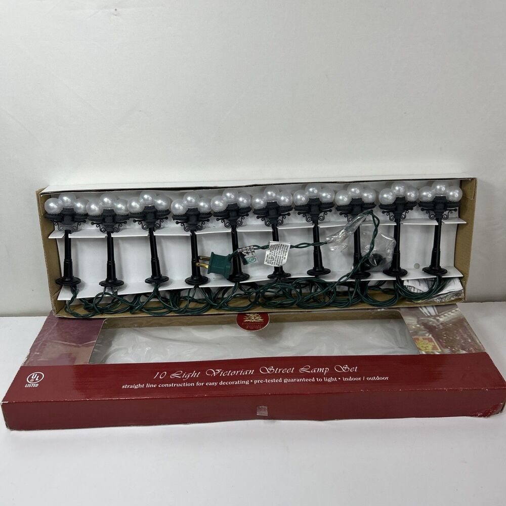 Enchanted Forest 10 Light Victorian Street Lamp Post Christmas Village Set